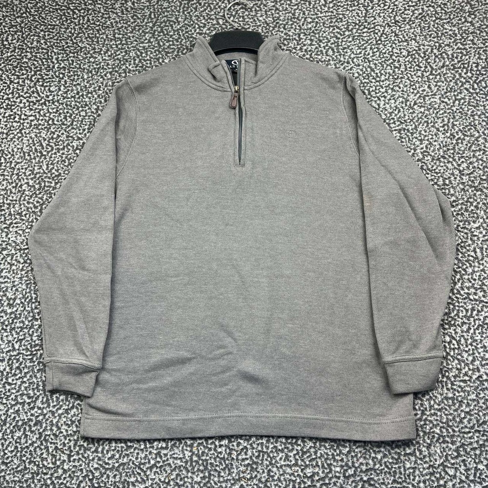 Vantage Sweater Men Medium Gray Quarter Zip Pullover Cotton Blend Long Sleeve